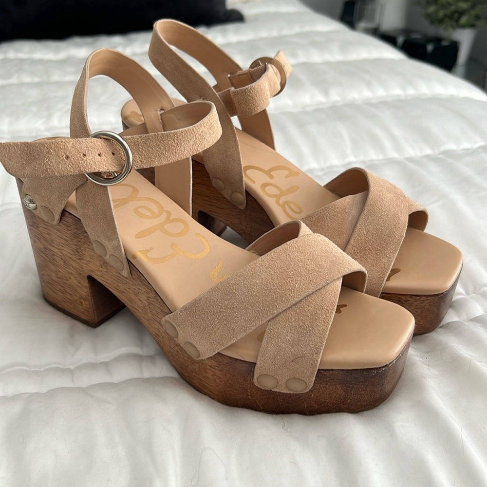 Sam Edelman Josefine wood platform sandal - Camel